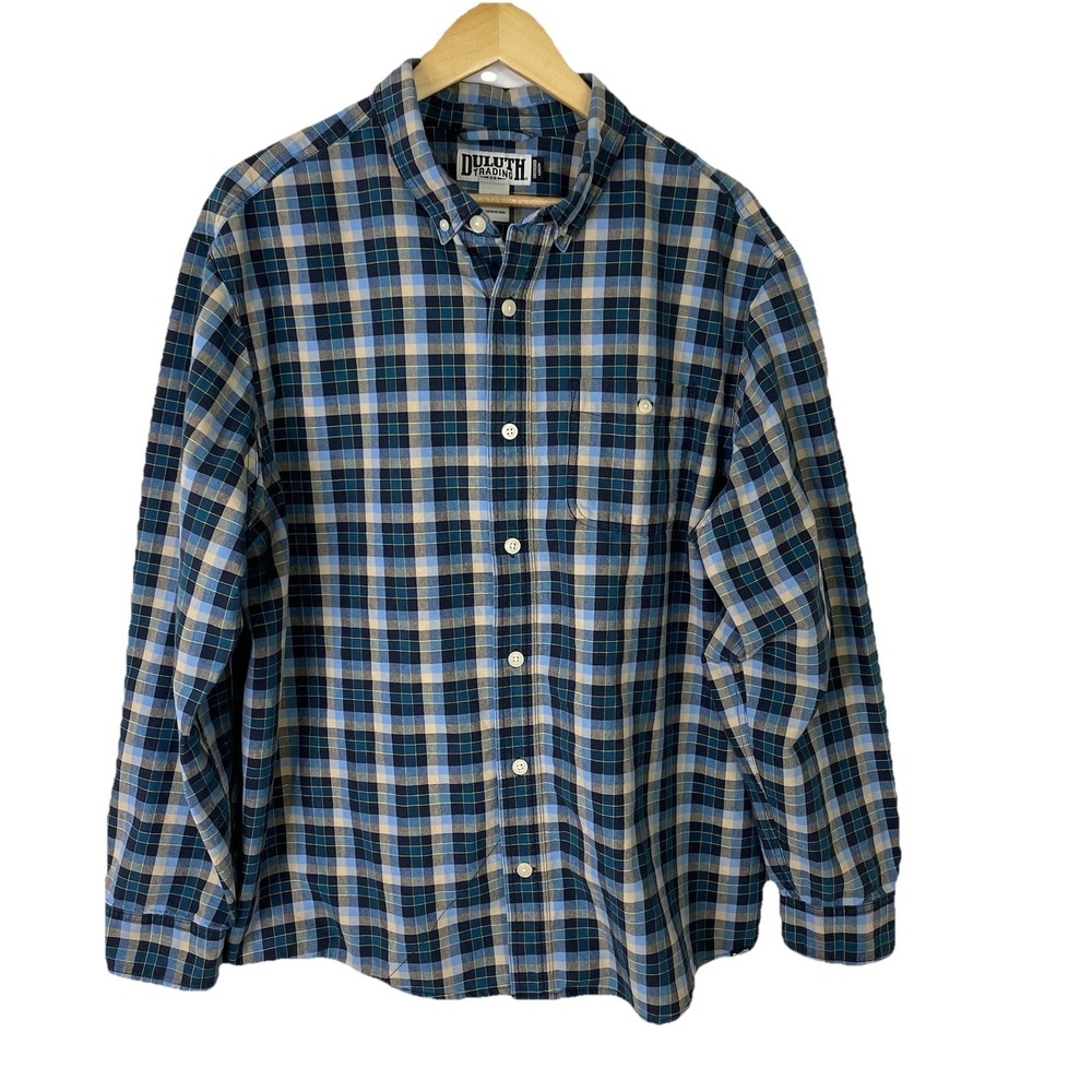 Duluth Trading Co Shirt Mens Extra Large XL Blue Heavy Cotton Untucked Length